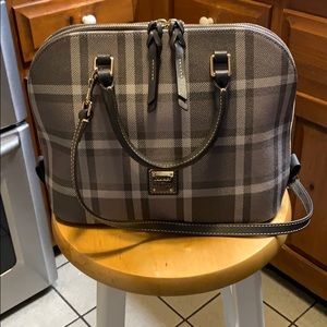 Gray Plaid Domed Satchel, Mint Condition